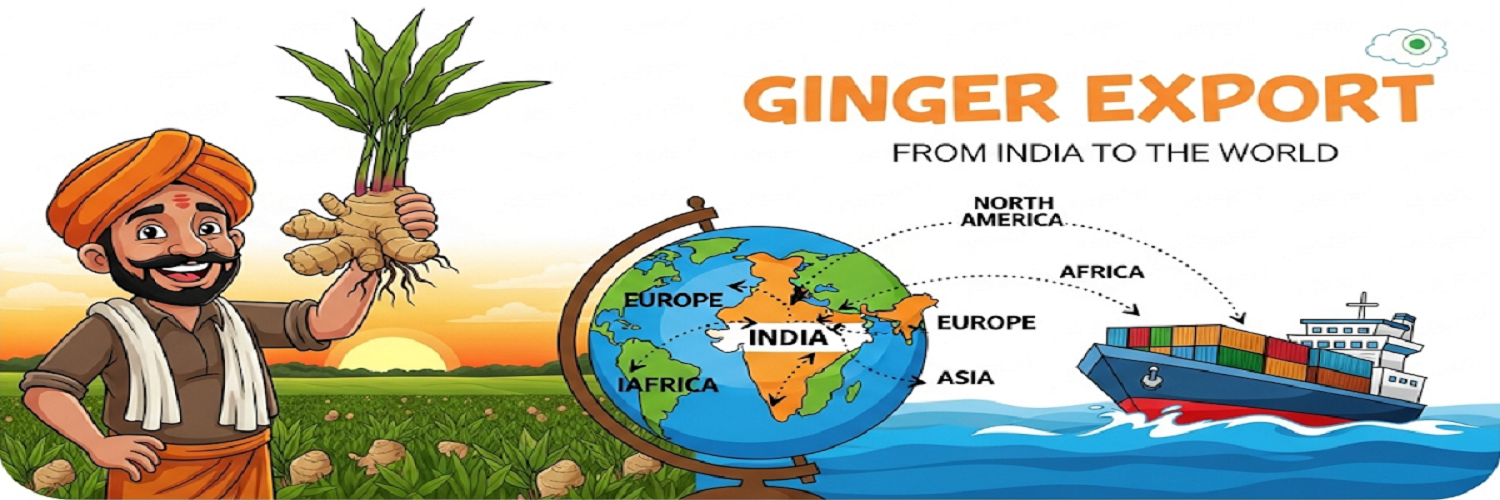 Indian ginger roots for export, freshly harvested and prepared for bulk shipment